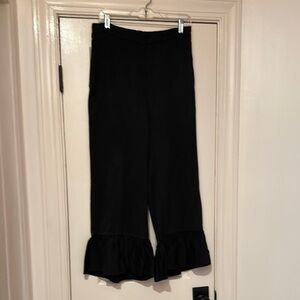 Chic Black Ruffle Hem Pants